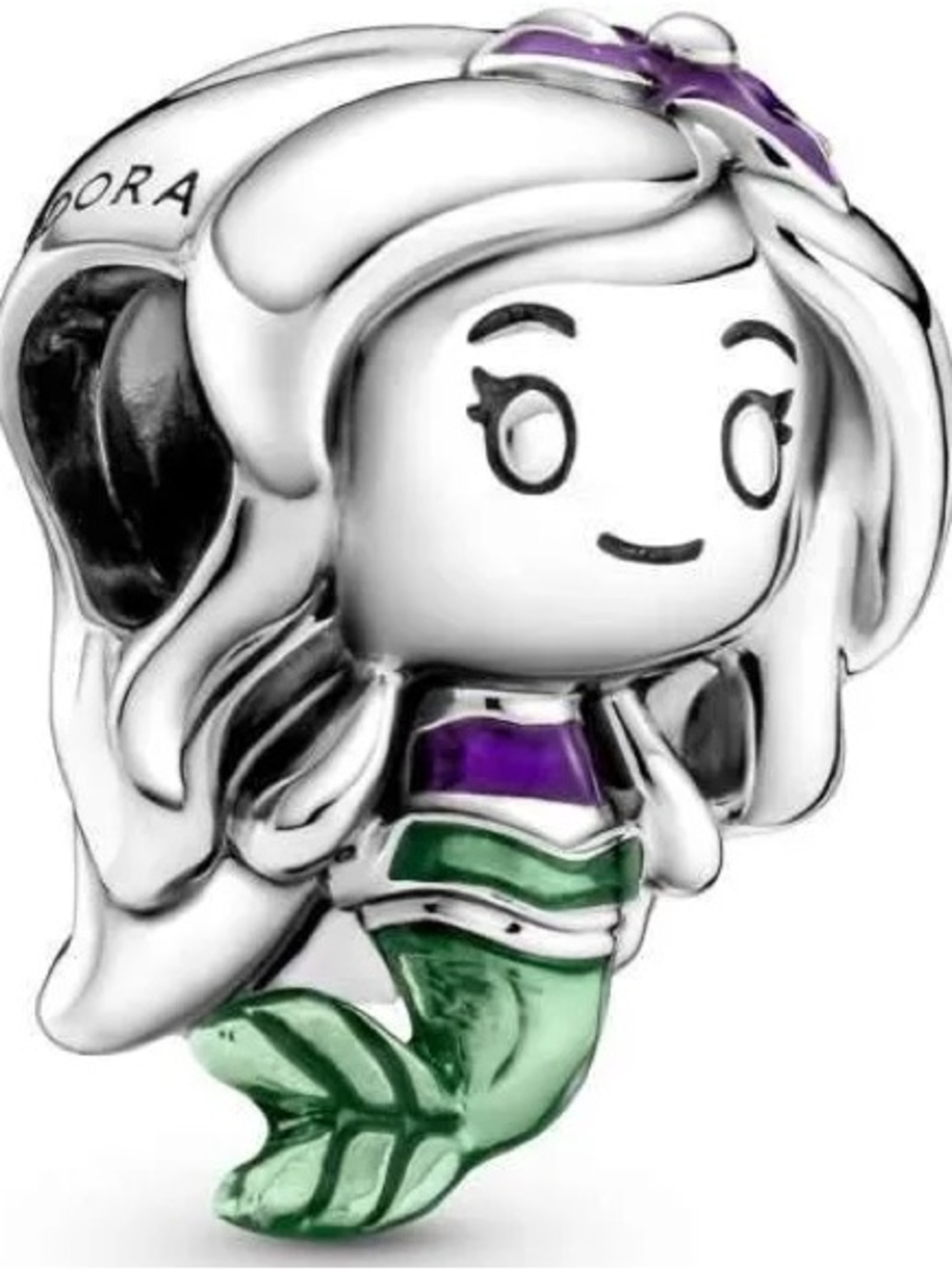 Pandora Disney Silver Little Mermaid Charm with Purple & Green Enamel